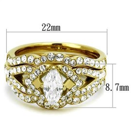 YourJewelleryBox TK2743 STAINLESS STEEL 18KT GOLD RING SIMULATED DIAMONDS MARQUISE WEDDING SET size l usa 6