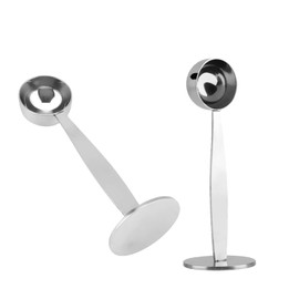 2Pcs 15ml Coffee Scoops, 2-in-1 Coffee Measuring Spoon Espresso Coffee Scoop with 50mm Tamper Stainless Steel Tablespoon Measure Spoon