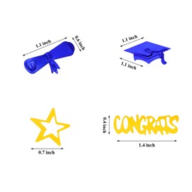 Penta Angel 3Pack 2022 Graduation Table Confetti Gold Blue Silver Black Congrats Grad Diploma Hat Star Confetti for Graduate Party Decoration