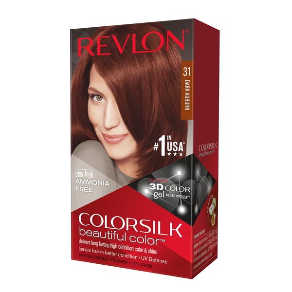 Revlon ColorSilk Haircolor, Dark Auburn, 4.40 Total Ounces (Pack of 3)