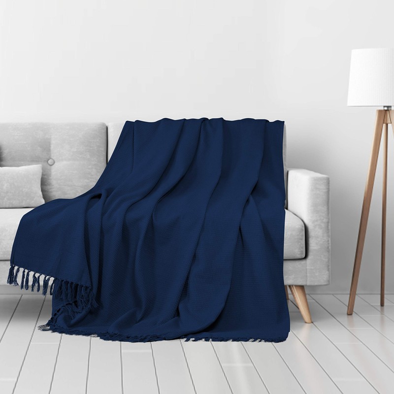 EHC Waffle Cotton Woven Arm Chair Sofa Single Throw 1