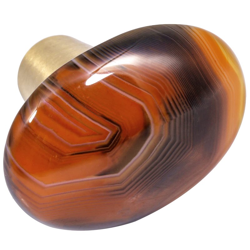 Rockcloud Natural Orange Stripes Agate Stone Knob Drawer with Screws,