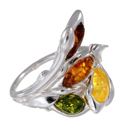 Sterling Silver and Baltic Multicolored Amber Ring "Layla" size: 8