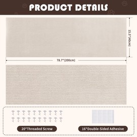 78.7x15.8Inch Cat Scratch Furniture Protector, Self-Adhesivet Scratch Mats Deterrent for Furniture, DIY Climbing Cat Scratcher Couch Protector from Cat Claws(Off-White)