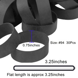 AMUU Rubber Bands Size #94, 30pcs Tactical Rubber Bands Wide Elastic Bands for Office Supply Survival Camping Biking Fishing Strong (3 1/2'' x 3/4'') (Black)
