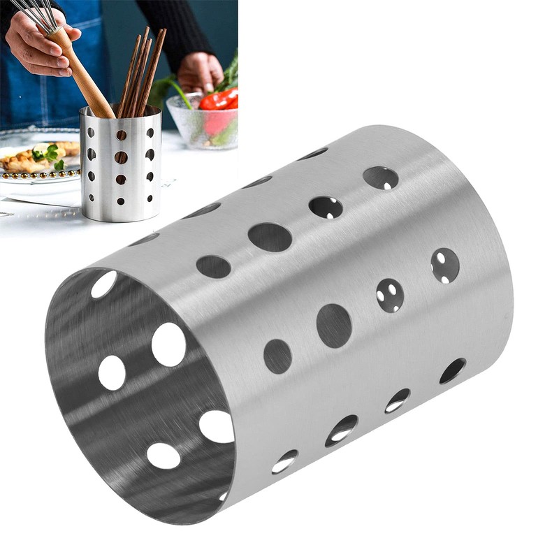 Kitchen Stainless Steel Utensil Holder Chopsticks Perforated Drying Storage Basket