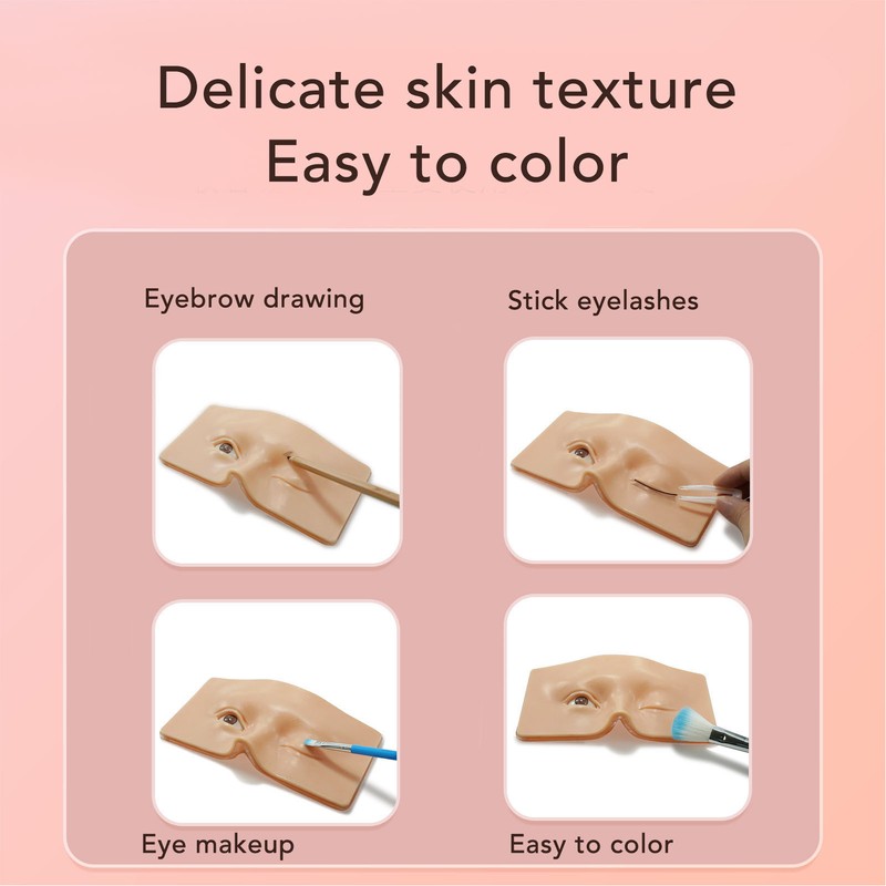 3D Silicone Makeup Practice Face Board with 20ml Cleansing Oil
