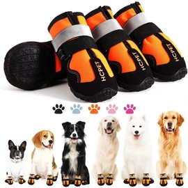 Hcpet - Zapato de perro de 4 vías de microfibra elástica de nailon reflectante para las patas de los protectores de las patas, suela exterior para per