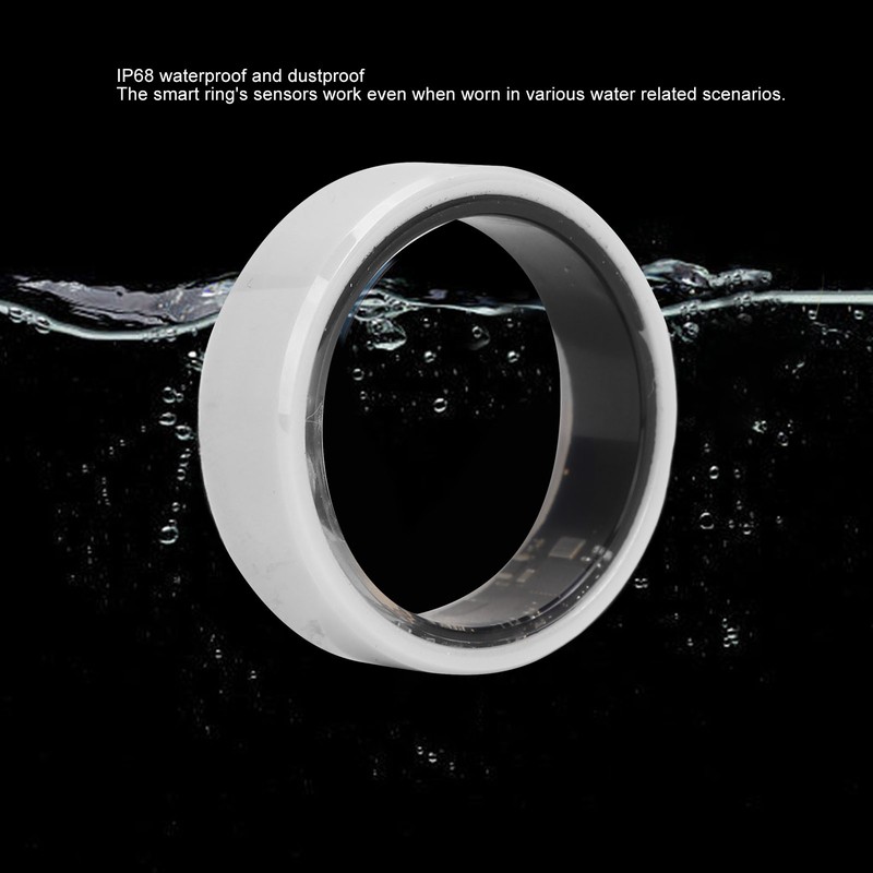 Smart Ring White BT IP68 Waterproof Rechargeable Pedometer Sleep Tracking