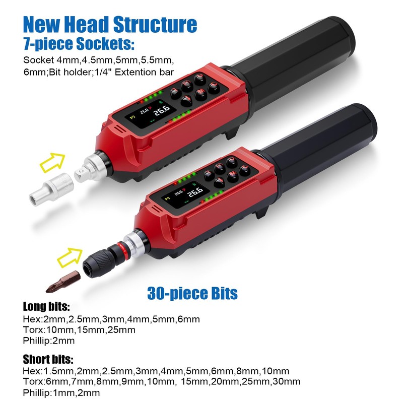 ANPUDS Digital Torque Screwdriver, 0.4-26.6in-lbs/0.045-3Nm, Torque Screwdriver Electrician with ±1%