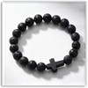 Xusamss Volcanic Stone Bead Cross Stretch Bracelet for Women Men,Lava