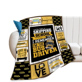 School Bus Blanket Soft Cozy School Bus Driver Fleece Plush Throw Blanket Decor Lightweight Fuzzy School Bus Blankets Gifts for Girls Boys Women Men 50"x40"