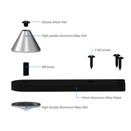 Preffair 4Pcs Audio Speaker Base Floor Speaker Riser Isolation Feet Speaker Stand Shockproof Bracket Spikes Protectors Aluminum Alloy Vibration Isolators for Amplifier, Preamplifier,Subwoofer (Black)