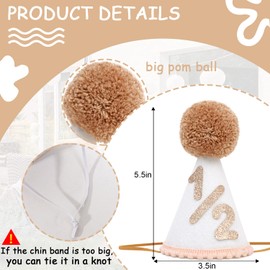 Agkvw Boho 1/2 Birthday Party Hat - Boho Half Birthday Hat for Boys and Girls, Neutral Half Birthday Decorations, Brown and Glitter 1/2 Birthday Crown