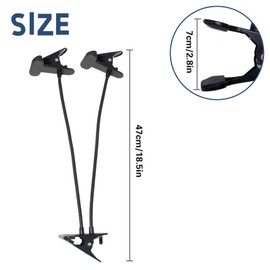 Book Stand for Reading, Recipe Book Holder with Flexible Hose and 2 Metal Clamp, Height Adjustable Book Holder for Desk Bendable Cooking Bookstand for Textbook, Music Books, Tablet, pad
