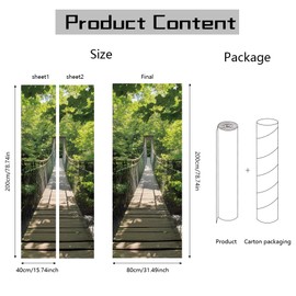 arricraft 2 Sheets Suspension Bridge Self-Adhesive Door Sticker, 31.5x78.7inch Bridge Pattern Door Murals Stickers PVC Removable Wallpaper Decoration for Bedrooms ​Living Room