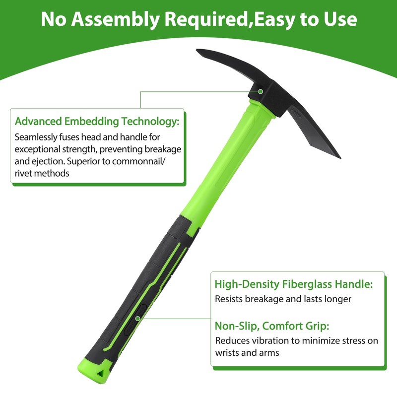 NAUKII Pick Axes for Digging, No Assembly Required, 14.7 Inch
