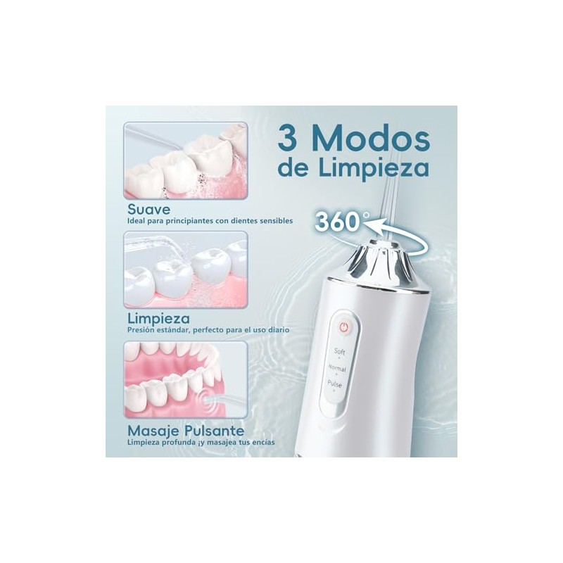 Irrigador Bucal Portátil 8 Boquillas IPX7