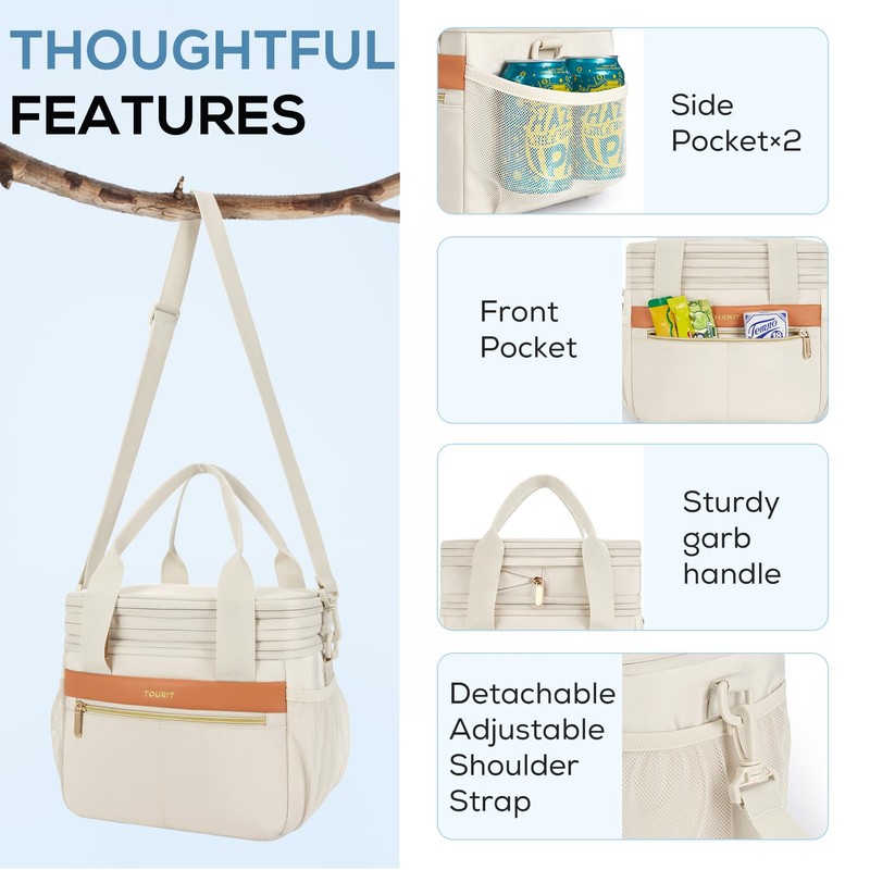 TOURIT Insulated Lunch Box Bag, Double Deck Leakproof Cooler Tote