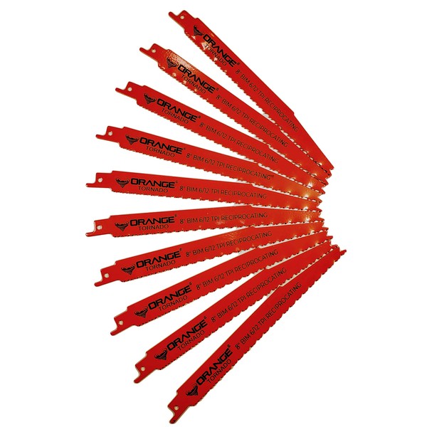 ORANGE TORNADO 10 Pack 8" 6/12T Bi Metal HSS/Cobalt Heavy