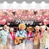 FHGG Happy Retirement Party Backdrop Banner Decorations Rose Gold Large
