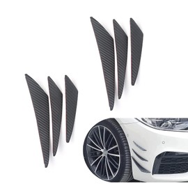 GRANDI Front Bumper Fin Spoiler Canards Kit, Crescent Wind Blade Front Bumper Side Spoiler, Body Side Skirt Lip Strip Decoration Accessories, Universal for Most Cars, Trucks, SUVs (Carbon Fiber Black)