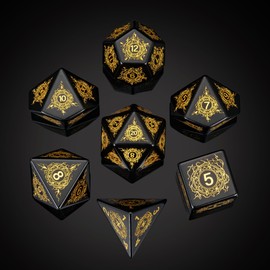 UDIXI Stone D and D Dice Set 7PCS Obsidian Dice D&D with Gift Case for Dungeons and Dragons MTG Tabletop Game