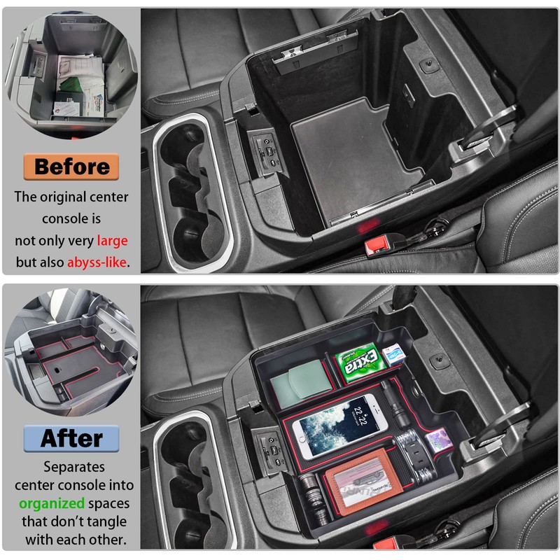 RUNROAD Center Console Organizer Tray Compatible with 2019-2022 Chevy Silverado