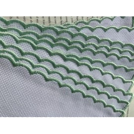 10pcs of Green Scalloped Edged 14count aida Fabric Bookmarks to do Cross Stitch,Cotton aida Fabric,Stitch Area 30x100 aida,Outside size9x20cm, Blank Cross Stitch Bookmarks