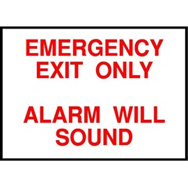 Aluminum Horizontal Metal Sign Multiple Sizes Emergency Exit Only, Alarm Will Sound OSHA Ansi Red with Border Weatherproof Street Signage 10x7Inches