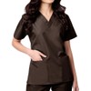 Maevn Womens Unisex V-Neck Two Pocket Scrub Top and Flare Leg Pant Set Chocolate Large