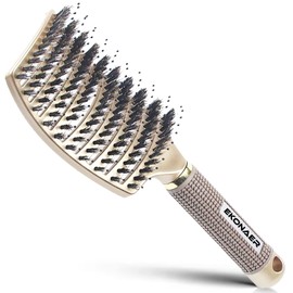 EKONAER Detangling Brush Boar Bristle Hair Brush,Suitable for Men, Women & Kids’ Long Curly Wet or Dry Hair,EKONAER Hairbrush for Thick Make Hair Shiny & Healthier(Gold)