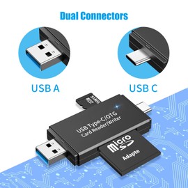 SD Card Reader, 3.0 Micro SD Card Reader & USB C Card Reader OTG SD Adapter for SDXC, SDHC, SD MMC, TF RS-MMC Micro SD Card and UHS-I Cards with Windows Smartphone Computer Laptop etc