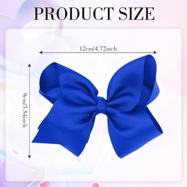 4 Pcs Royal Blue Hair Bows For Girls Women Blue Bow Hair Clip French Solid Color Bowknot Soft Satin Silky Hairpin Bows Simple Hair Fastener Accessories Ponytail Holders for Toddler Teens Girls