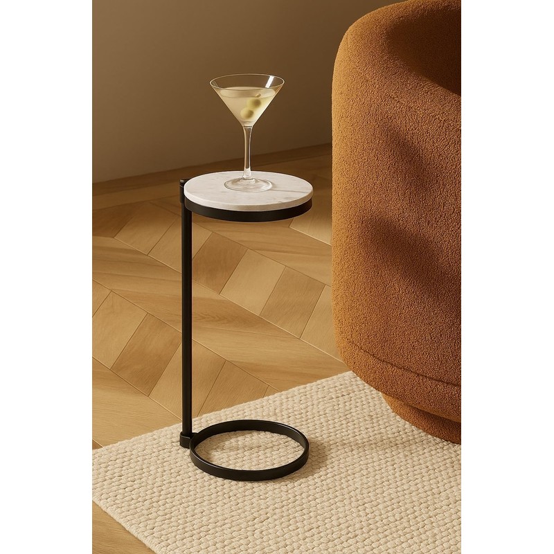 TEHOME Gold Glass Drink Table Metal Martini Round Small Drink