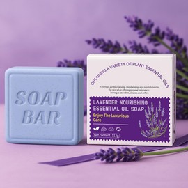 APPTI Botanical Natural Soap Bar, Womens Moisturizing Bar with Essential Oils, Handmade, Vegan, Soaps for Face & Body, 3.98oz (Lavender)