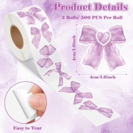 A1diee Purple Coquette Bow Sticker - 1000Pcs Spring Watercolor Retro Light Purple Vintage Waterproof Bow Aesthetic Decals for Kids Girls Scrapbook Crafts Laptop Party Favors Windows Water Bottle Decor
