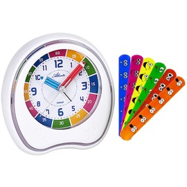 Atlanta Children's Alarm Clock without Ticking with Snap Bracelet for Children - 1953 AB, White