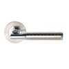 Excel Aura Passage Door Handles on Round Rose, Satin Nickel/Polished