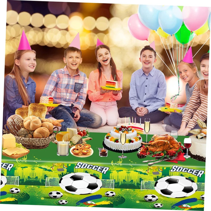ABOOFAN 2pcs Soccer Themed Table Cover Pe Tablecloth for Parties