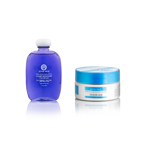 Joya Mia 4oz LIQUID MONOMER and Diamond Clear Acrylic Powder