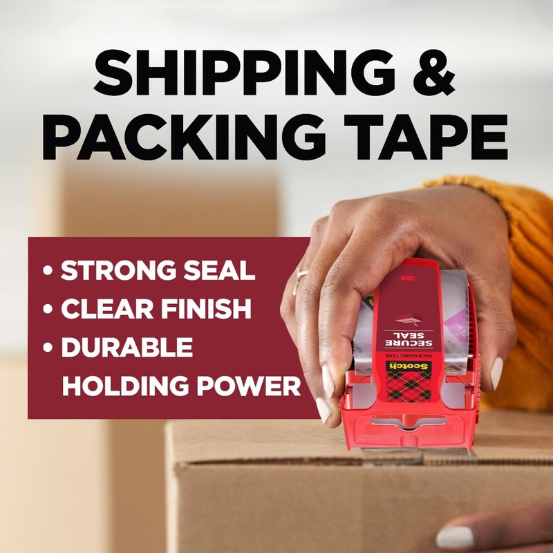 Scotch Secure Seal Packing Tape, Ultra Clear, Reliable and Durable
