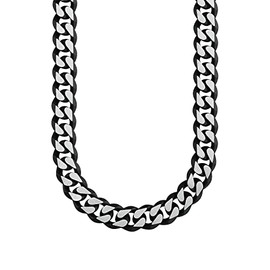s. Oliver Mens Stainless Steel Necklace Curb Chain 50 cm Black, Matt