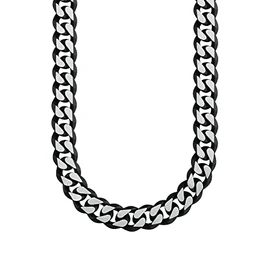 s. Oliver Mens Stainless Steel Necklace Curb Chain 50 cm Black, Matt