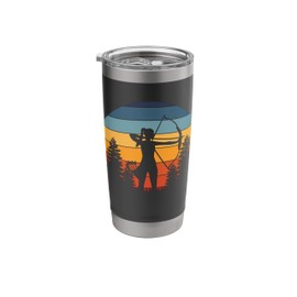 Archery Girl, Archer Bow, Vintage Retro Sunset, Nice Woman Stainless Steel Insulated Tumbler