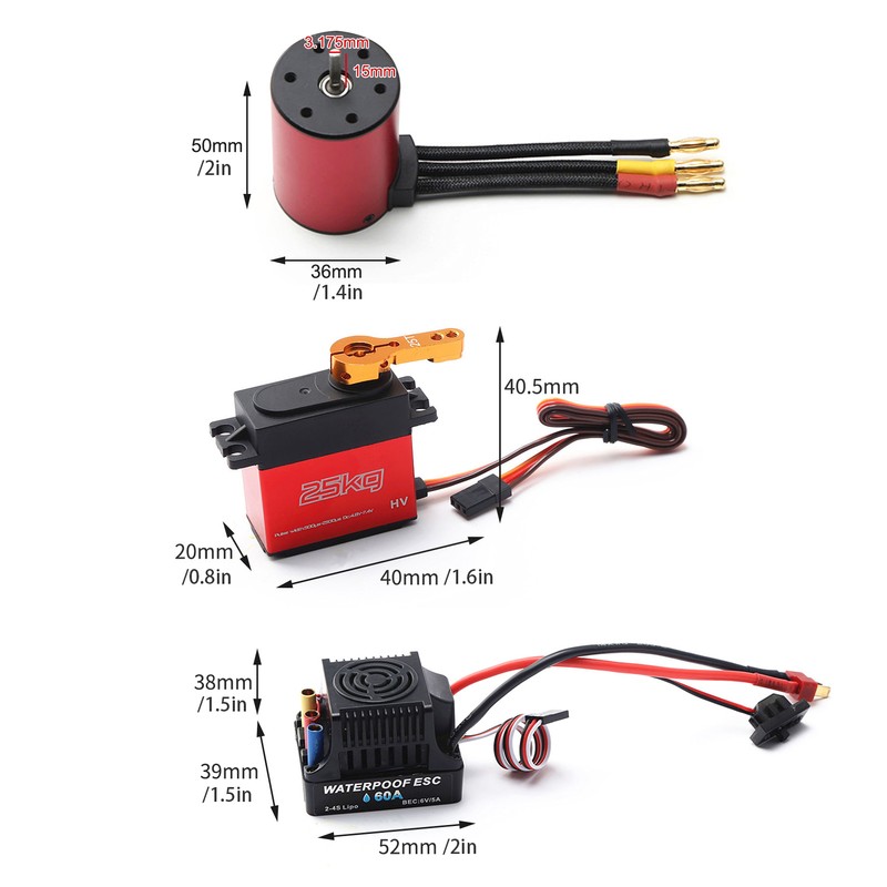 2300KV Brushless Motor 3650 Waterproof Motor with 60A Brushless ESC
