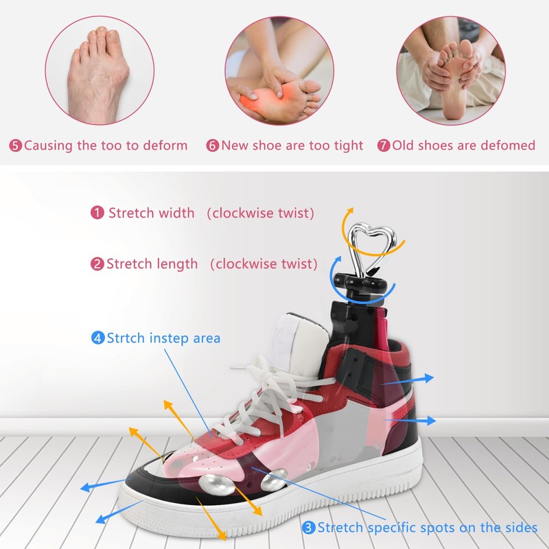 VIVEBEI Shoe Stretcher Women Men, Boot Stretcher Wide Feet, 4-Way