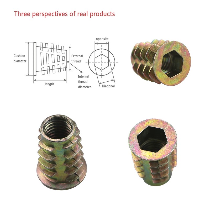 Threaded Insert Nuts, 222 Pcs Zinc Alloy D Nuts,Hexagon Socket