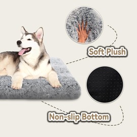 DEBANG HOME Dog Bed for Medium, Small Dogs Breeds,Soft and Comfortable Dog Bed Mats, Washable Plush Dog Cage Mat, Deluxe Plush Anti-Slip Pet Beds Mats, Fluffy Kennel Pad, Grey 36 X 24 in