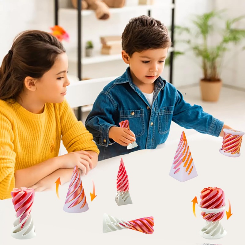 6Pcs Spiral Cone Fidget Toy,Impossible Cone Impossible Pyramid Passthrough Toy,3D